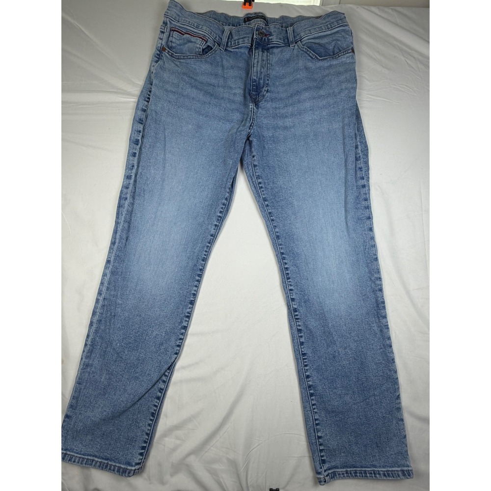 Tommy Hilfiger Mens Straight Leg Light Wash Denim Jeans 36x29 Blue Stretch